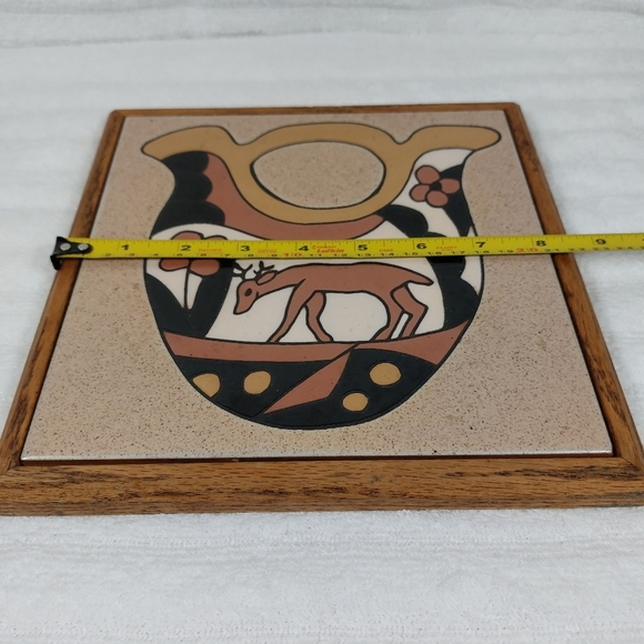 Mag Mor Art Tile Trivet Southwestern Aztec Wedding Vase Deer Flower Hot Plate - Picture 6 of 7
